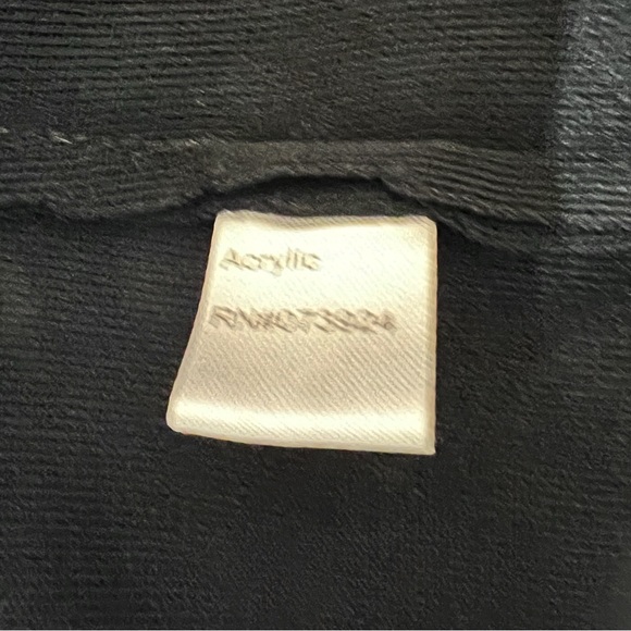 Ming Wang Embroidered Scallop Cardigan Size L Black Acrylic Knit Open Front - Picture 6 of 7